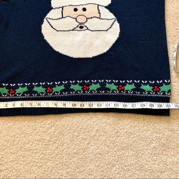 LORD & TAYLOR CONTEXT Navy Santa Sweater—SZ. Lg - Picture 7 of 16